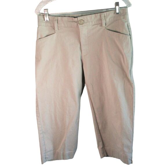 Lee Petite Women's Just Below The Waist Beige Zip Front Capri Pants Size 8P - Picture 1 of 9